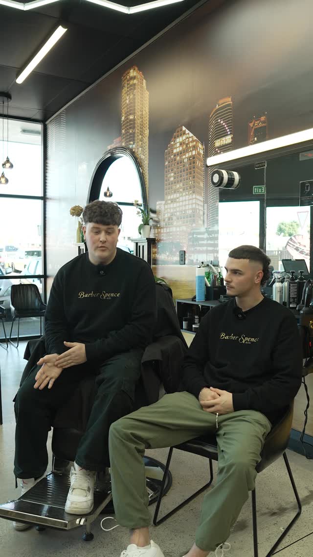Corey with a teammate inside Barber Spence